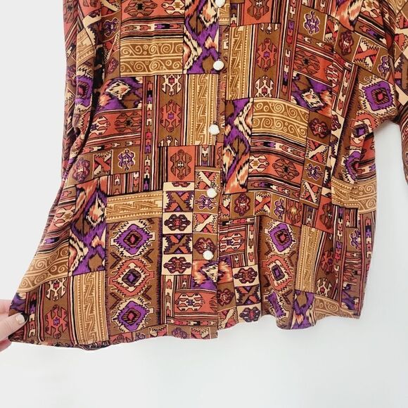 Vintage Tribal Print Button Down Blouse - Picture 5 of 9